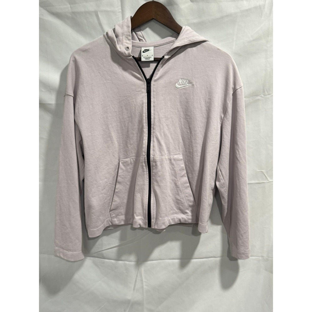 Nike Womens Full Zip Hoodie Lavender Lilac Embroidered Logo Sweatshirt Size M